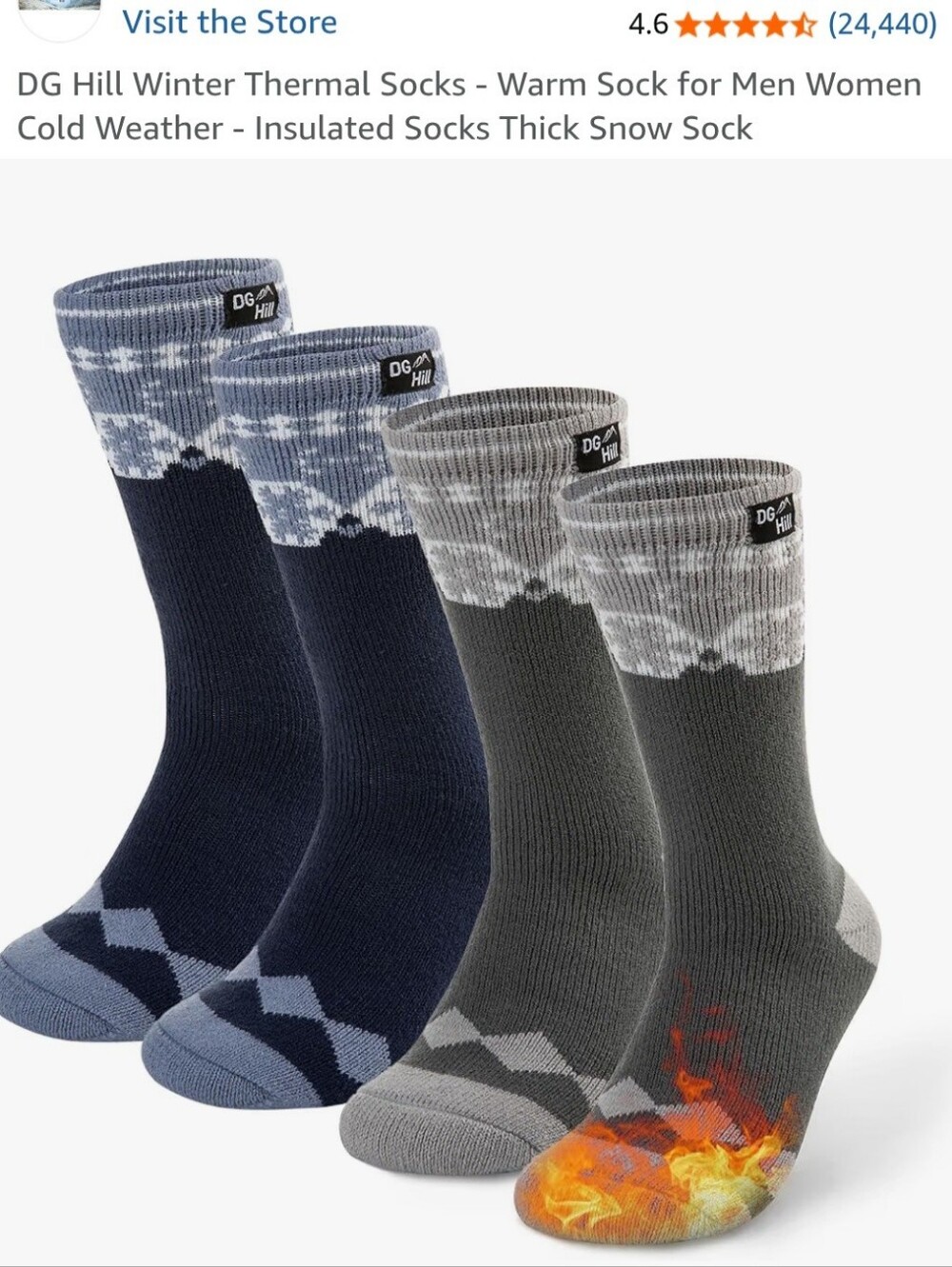 DG Hill 2 Pack/Pairs Thermal Winter/Snow Crew Socks - Snowflake Pattern Unisex